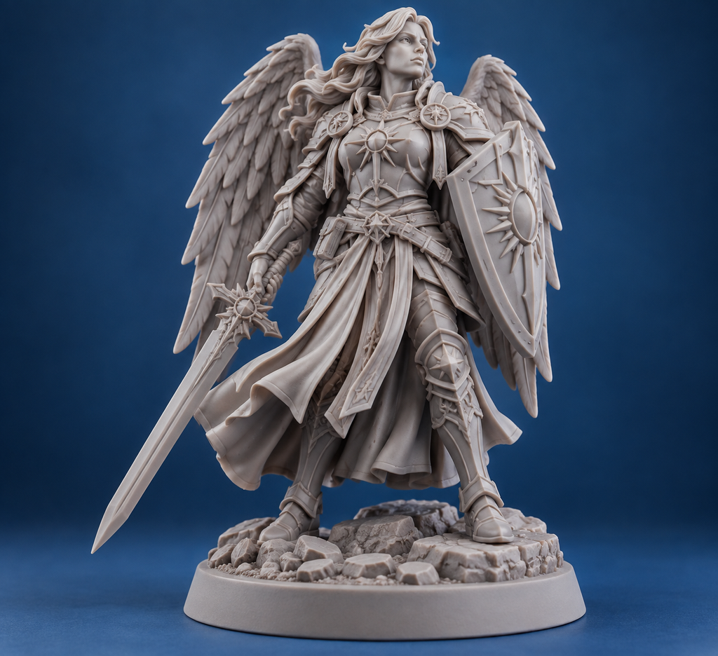 Aasimar Paladin Miniature | 32mm Fantasy Resin Mini | Tabletop RPG Character
