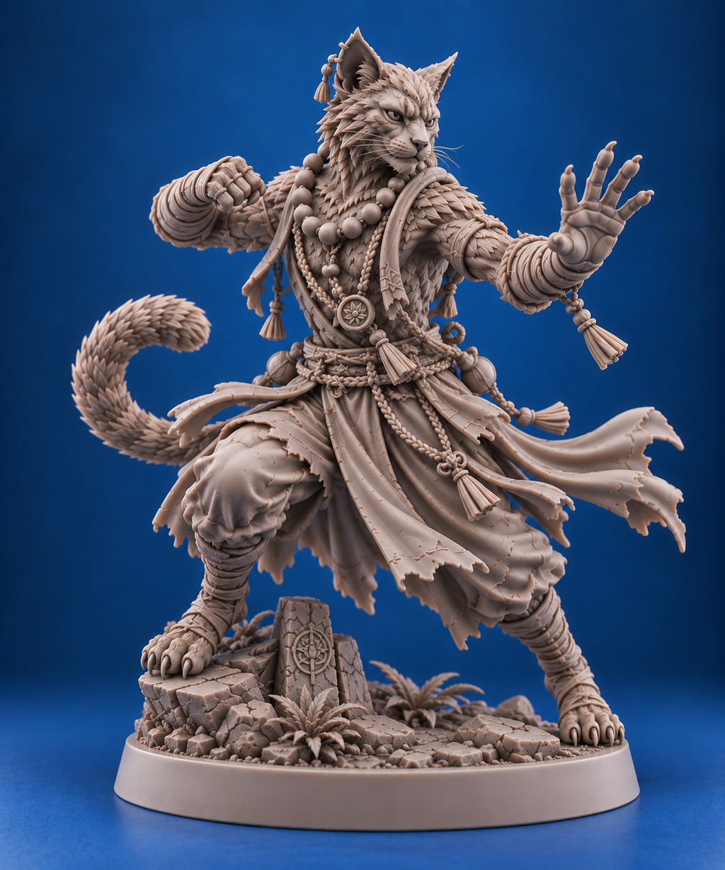 Tabaxi Monk Miniature | 32mm Fantasy Resin Mini | Tabletop RPG Character