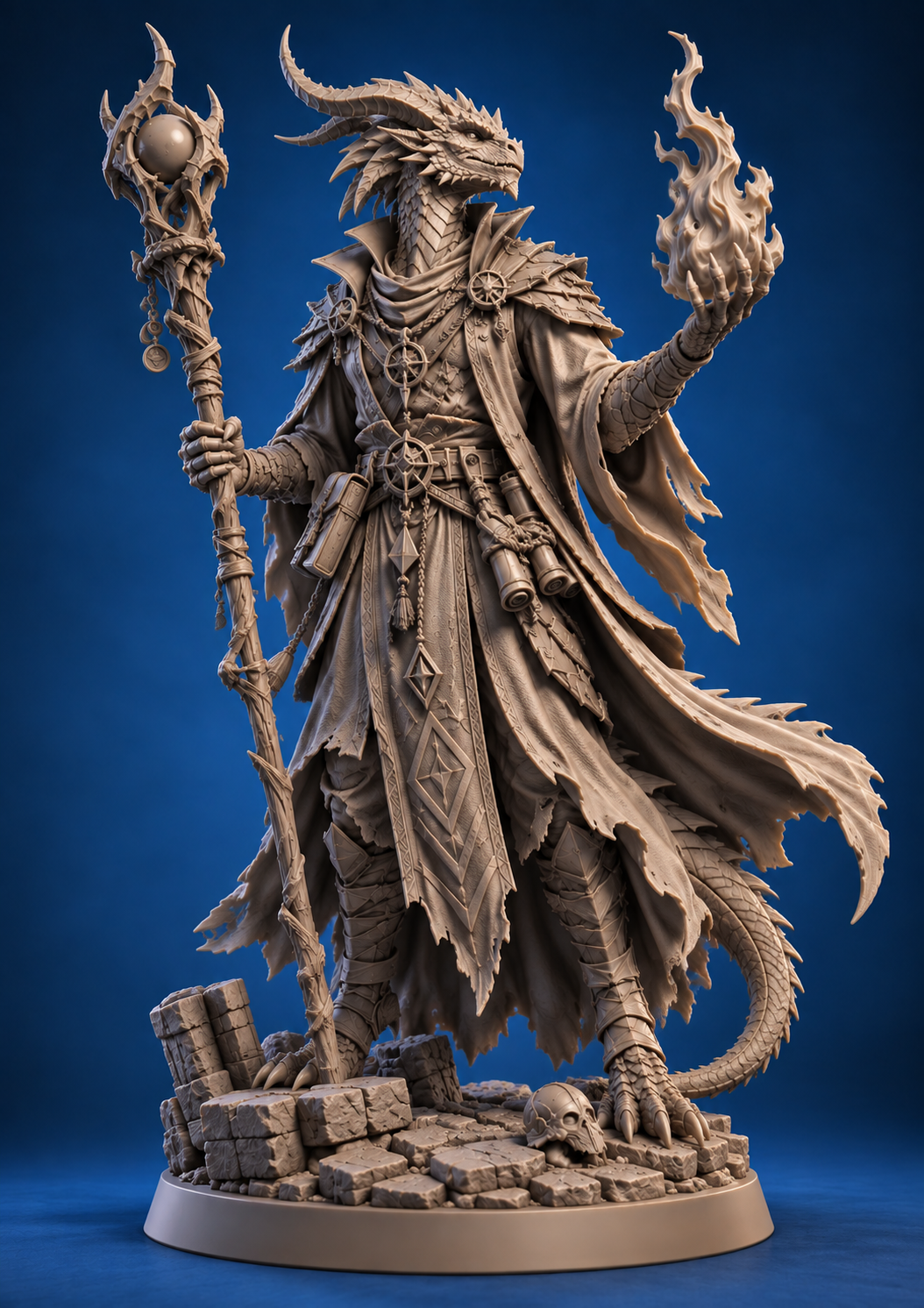 Dragonborn Sorcerer Miniature | 32mm Fantasy Resin Mini | Tabletop RPG Character