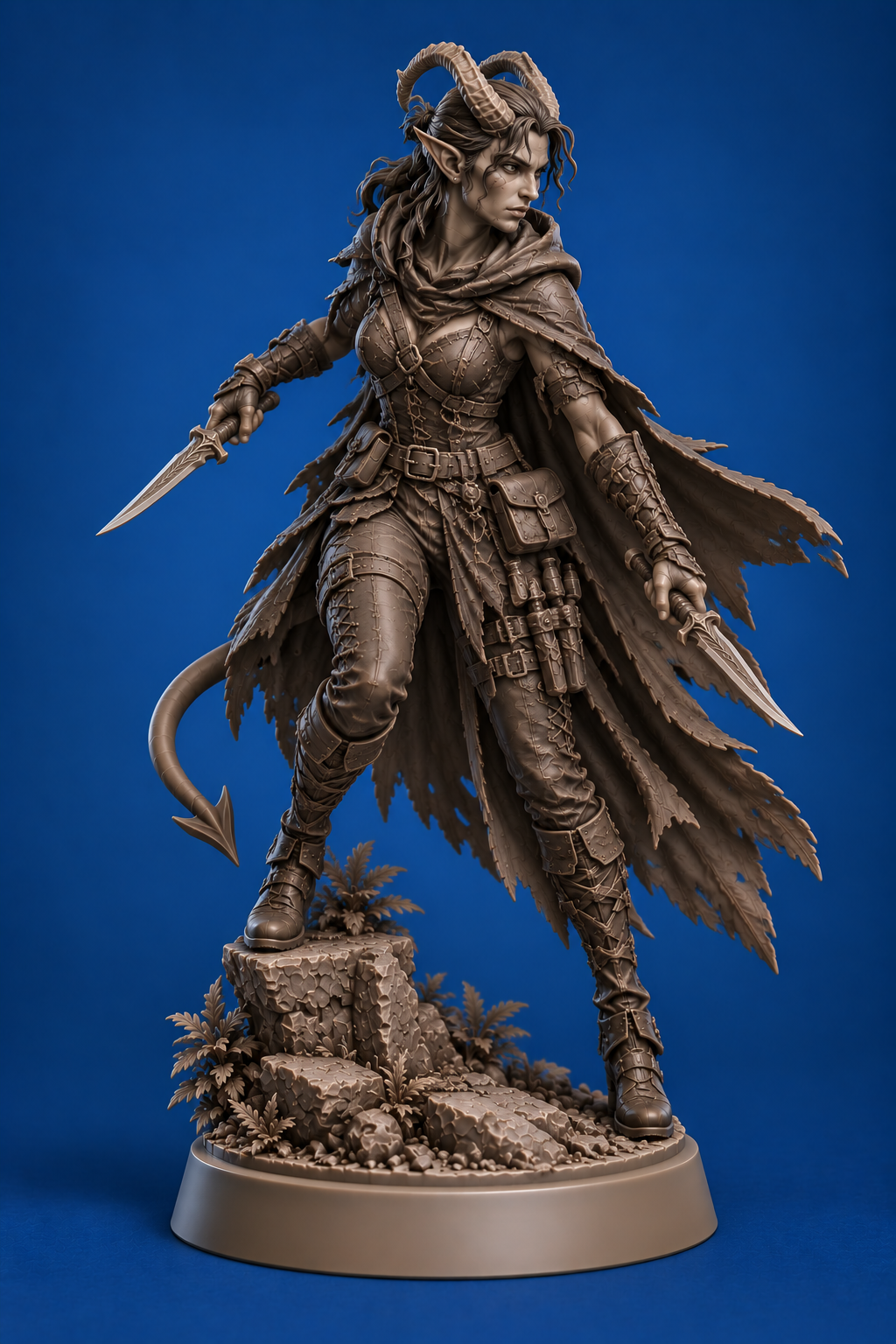 Tiefling Rogue Miniature | 32mm Fantasy Resin Mini | Tabletop RPG Character