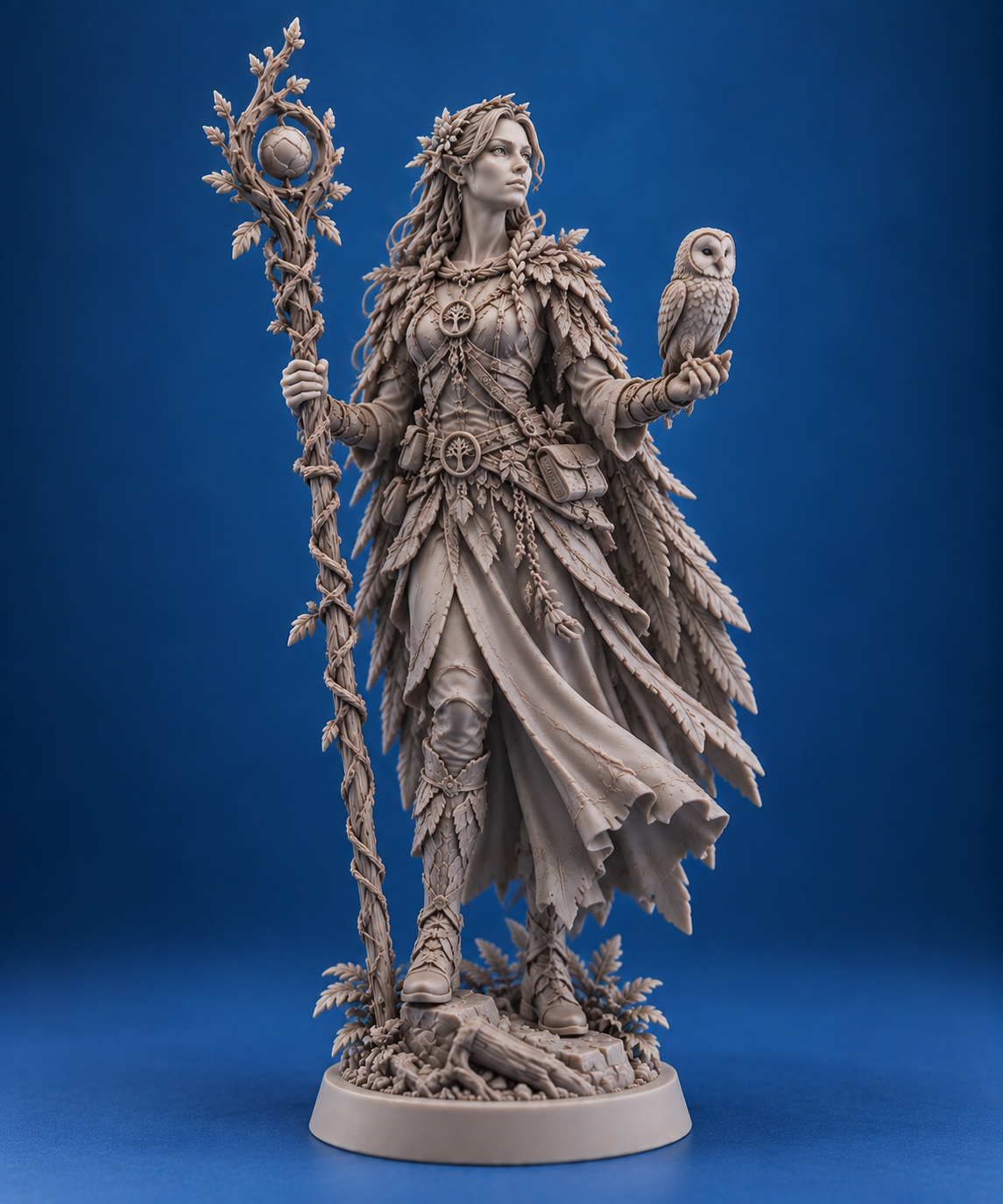 Wood Elf Druid Miniature | 32mm Fantasy Resin Mini | Tabletop RPG Character