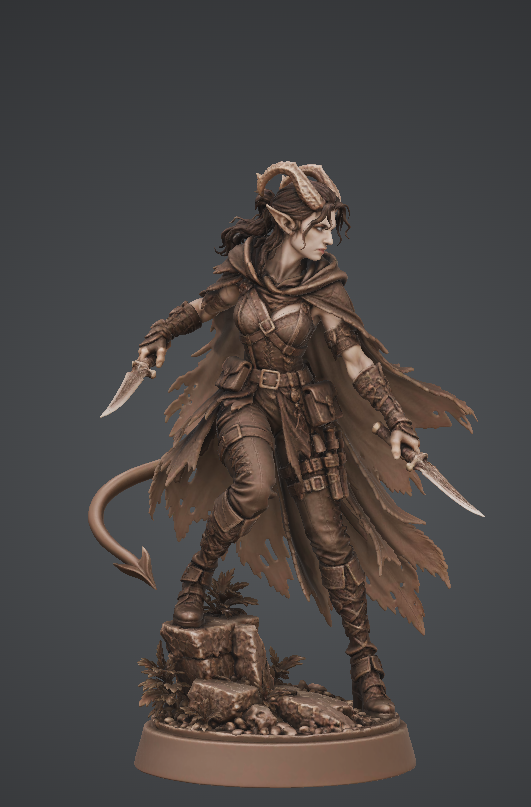 Tiefling Rogue Miniature | 32mm Fantasy Resin Mini | Tabletop RPG Character