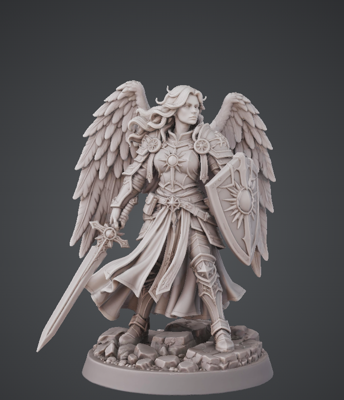 Aasimar Paladin Miniature | 32mm Fantasy Resin Mini | Tabletop RPG Character