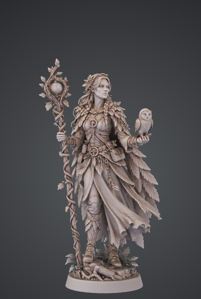 Wood Elf Druid Miniature | 32mm Fantasy Resin Mini | Tabletop RPG Character