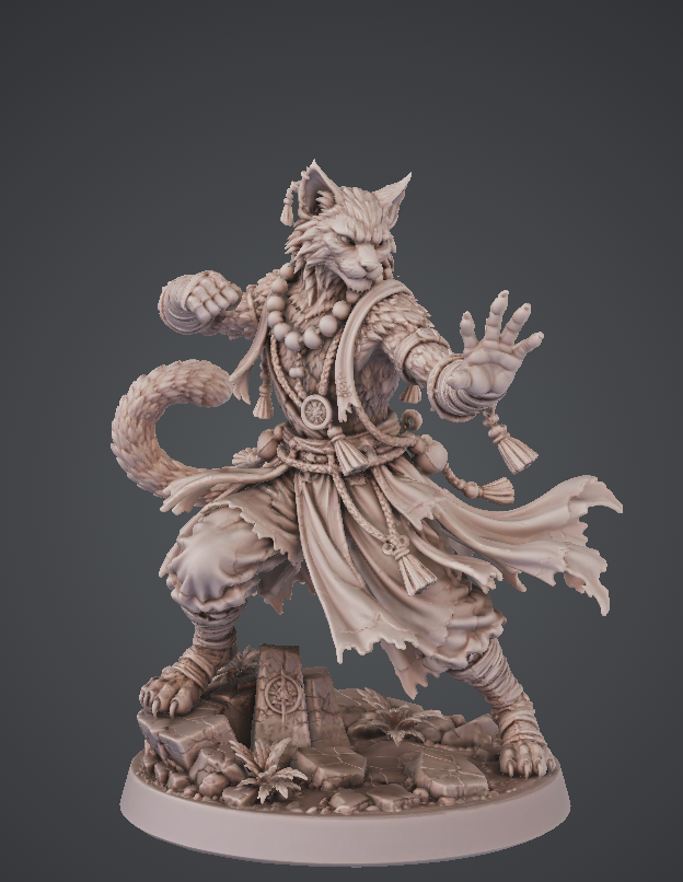Tabaxi Monk Miniature | 32mm Fantasy Resin Mini | Tabletop RPG Character