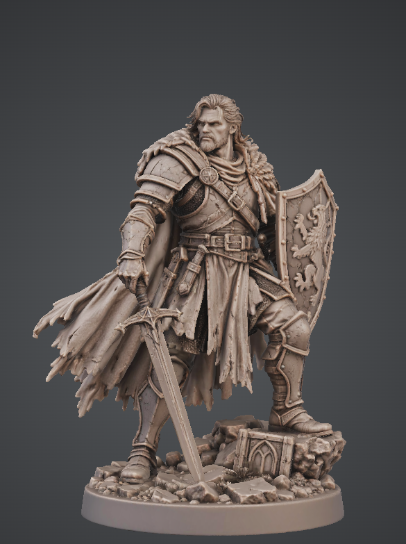 Human Fighter Miniature | 32mm Fantasy Resin Mini | Tabletop RPG Character