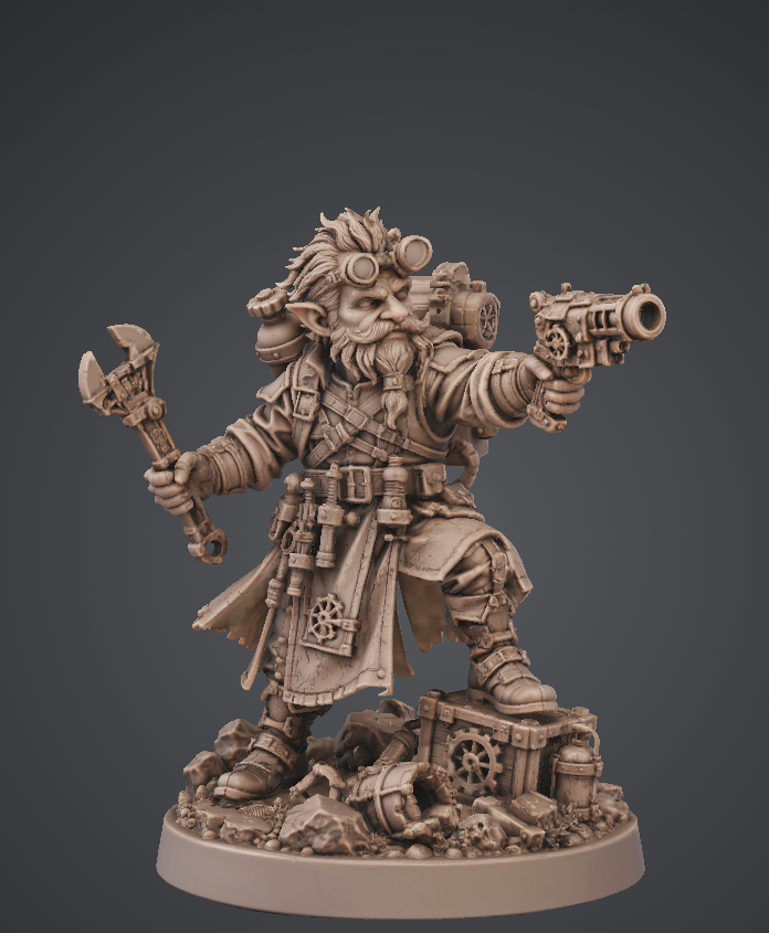 Gnome Artificer Miniature | 32mm Fantasy Resin Mini | Tabletop RPG Character