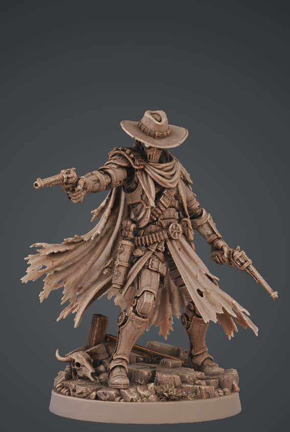 Warforged Gunslinger Miniature | 32mm Fantasy Resin Mini | Tabletop RPG Character