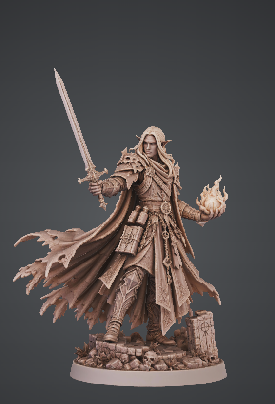 Drow Hexblade Warlock Miniature | 32mm Fantasy Resin Mini | Tabletop RPG Character