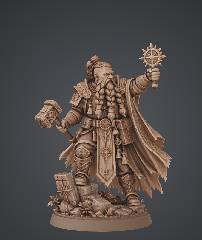 Dwarf Cleric Miniature | 32mm Fantasy Resin Mini | Tabletop RPG Character